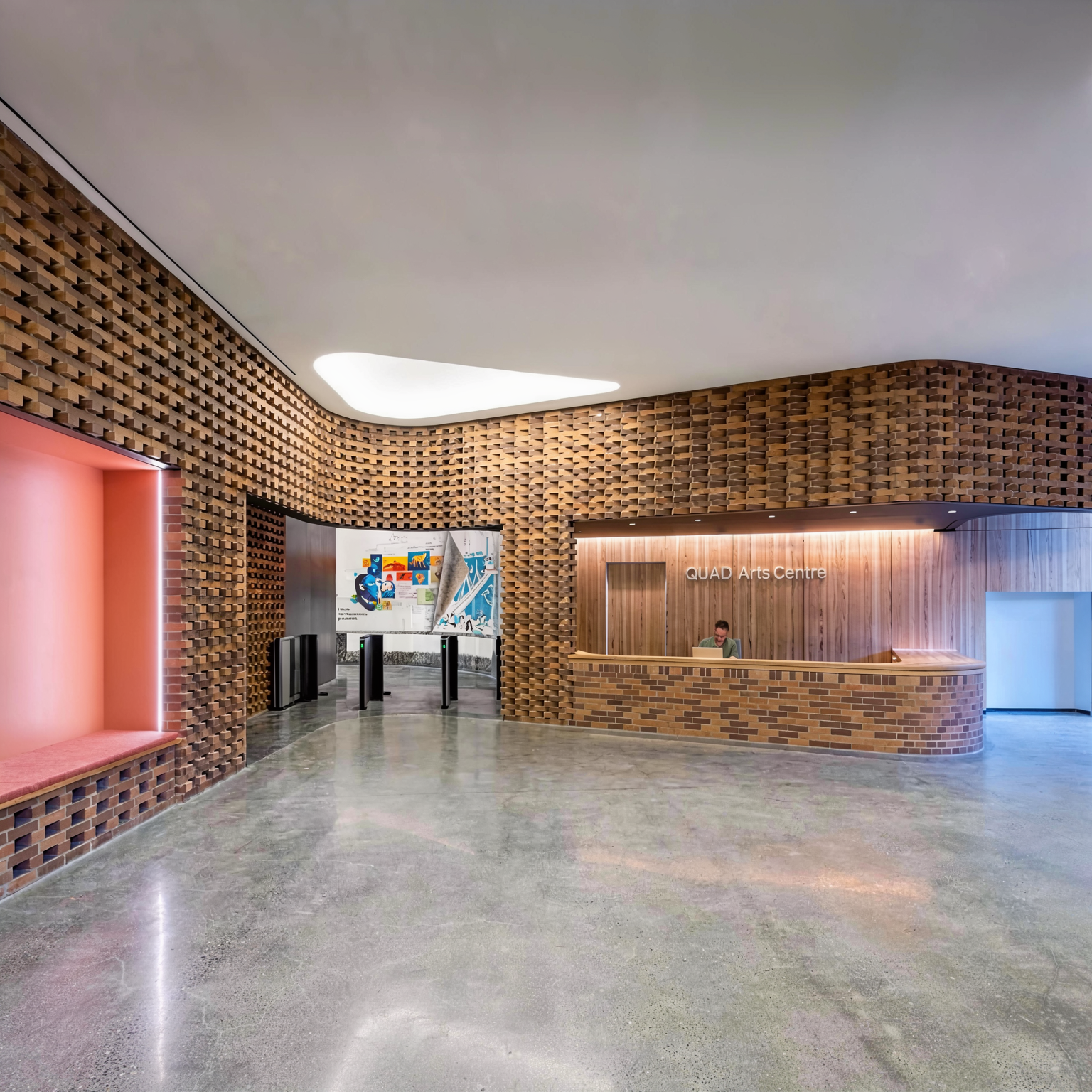 Main lobby — winning proposal with brick and timber envelope
