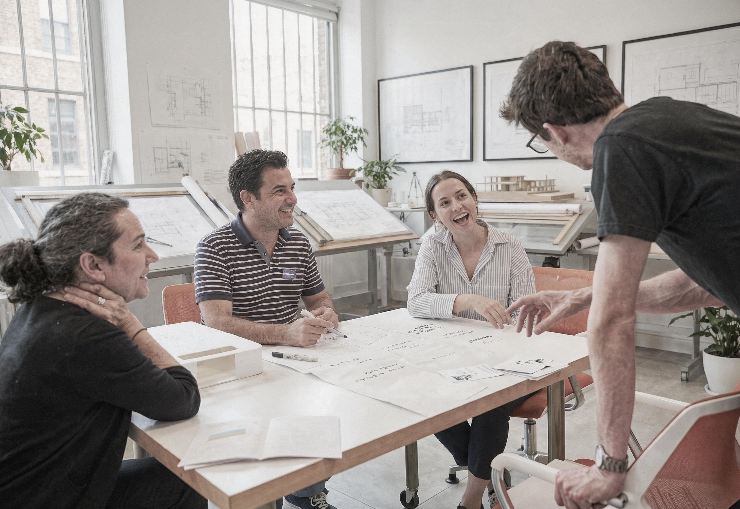 Student Millie K in working meeting at the offices of a host architectural practice