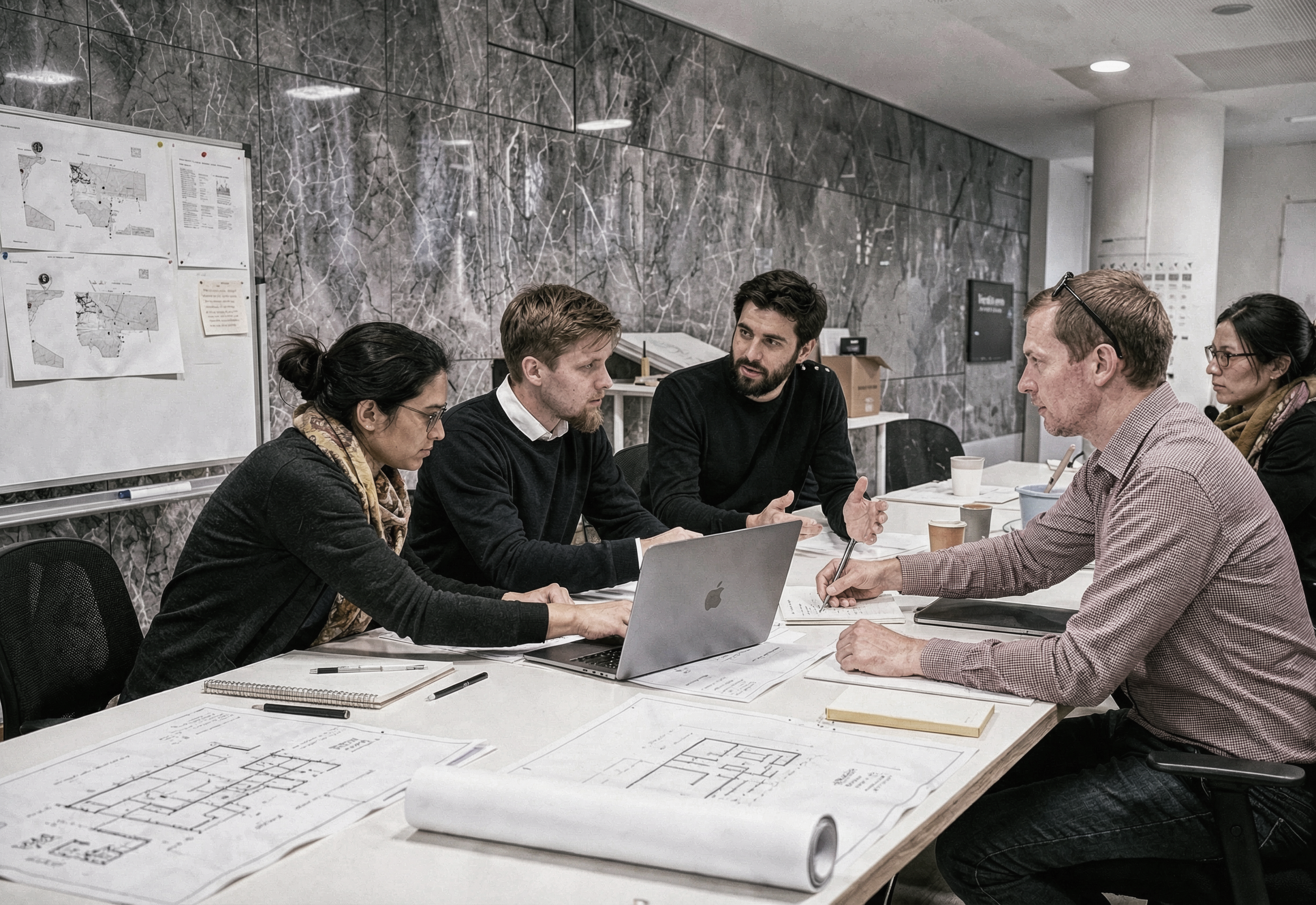 Student Piotr W collaborating alongside practitioners in their office environment