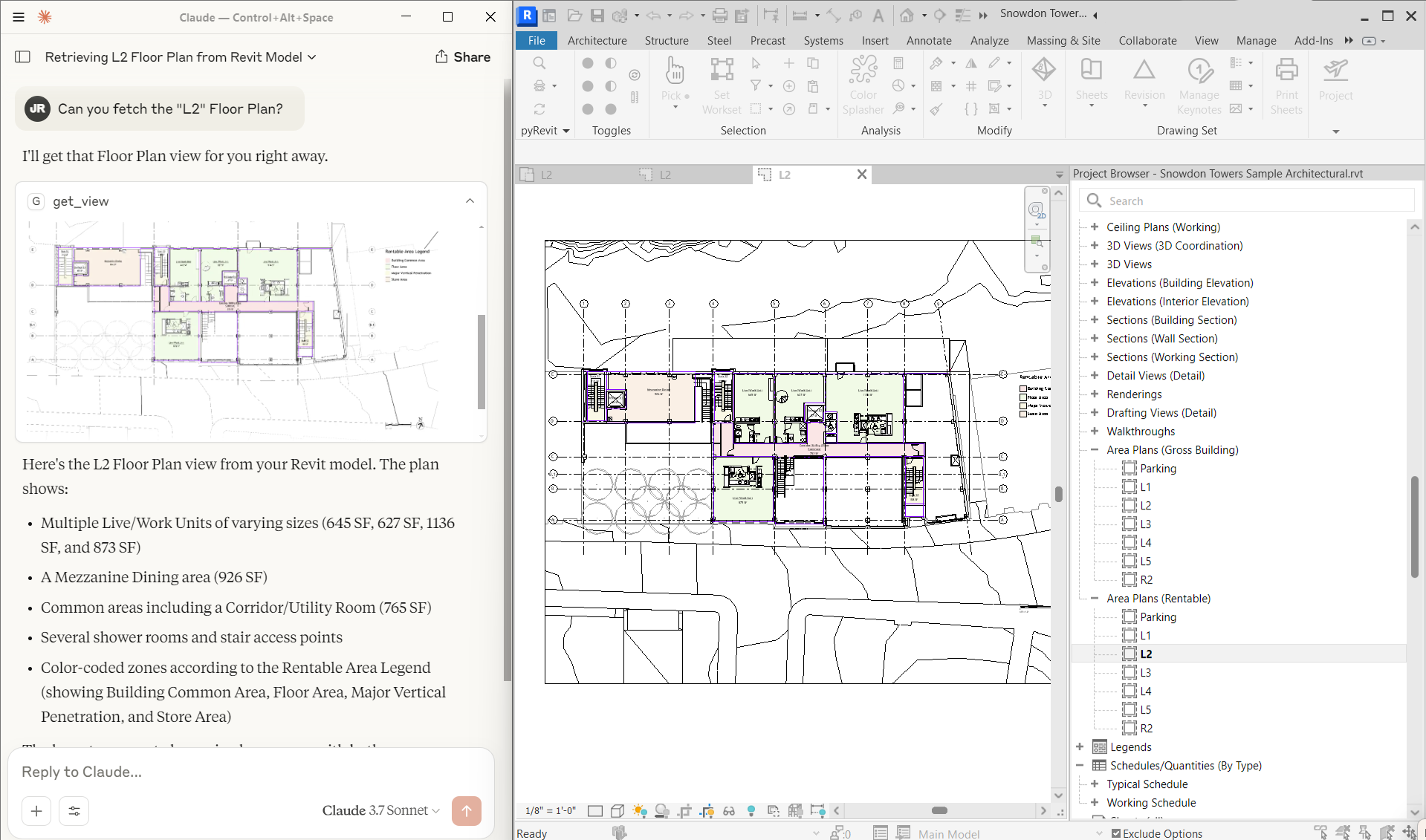 Revit Model Context Protocol integration overview — AI assistant interrogating BIM model